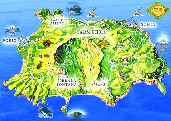 Mappa dell' Isola d'Ischia -Italia
